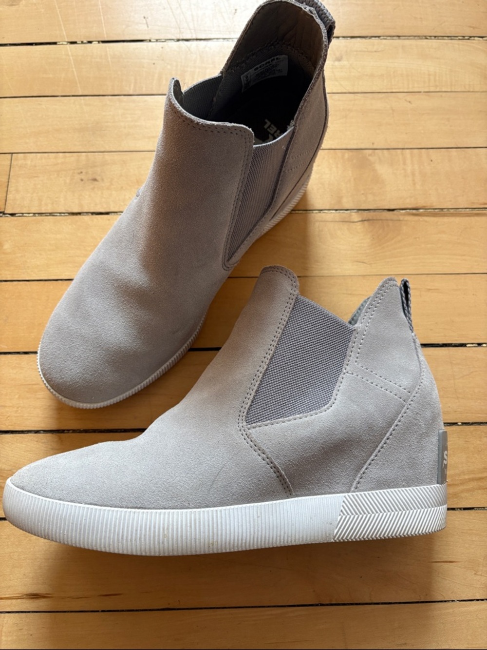 Grey Slip-On Wedge Sneaker Boot - Women